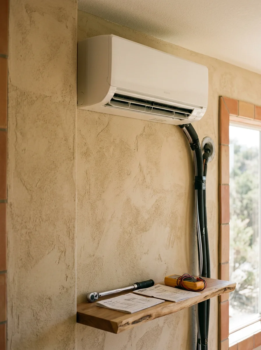 Ductless mini-split indoor unit mounted on a wall in a Santa Clarita Valley home